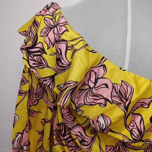 ZARA floral ruffle one shoulder bodysuit S - Picture 7 of 16